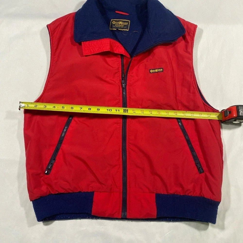 Vintage Retro Osh Kosh B'Gosh Mens‎ M Hiking Layering Zip Up Red Navy Blue Vest